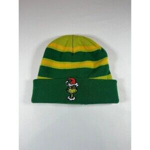 Dr Seuss The Grinch Striped Knit Cuffed Beanie Hat CultureFly Adult One Size